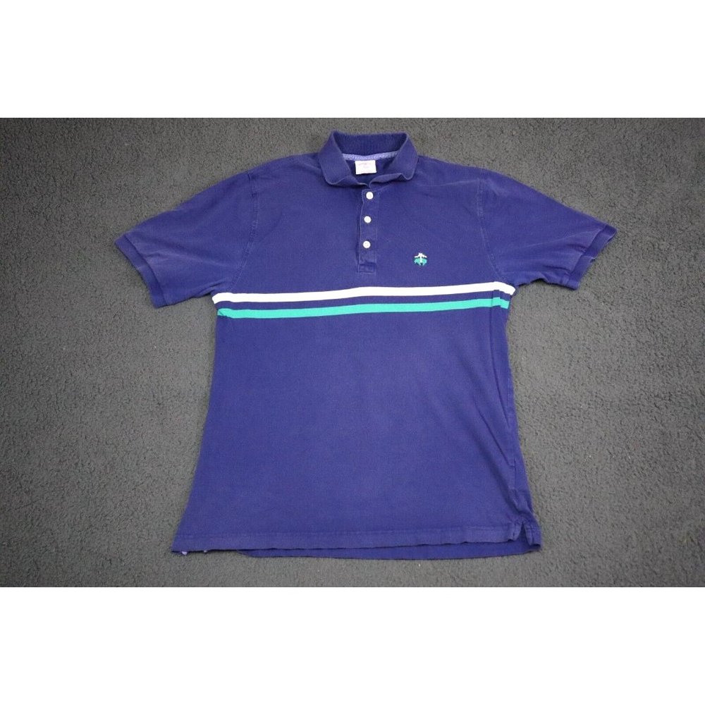 Brooks Brothers Shirt Adult Medium Blue Green Polo Golf Casual Short Sleeve Mens